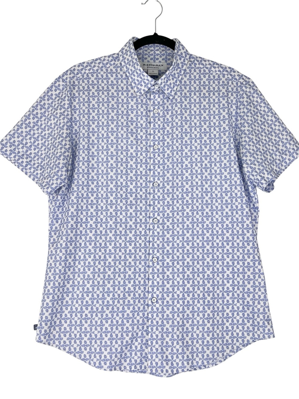 Mizzen+Main Leeward short-sleeve performance shirt Trim Fit M Blue Business